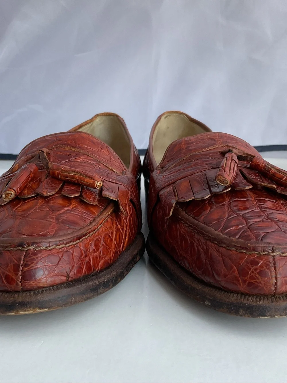 Rare Vintage Bally Cantor Genuine Caiman Leather Tassel Slip On Loafers Men’s 9M
